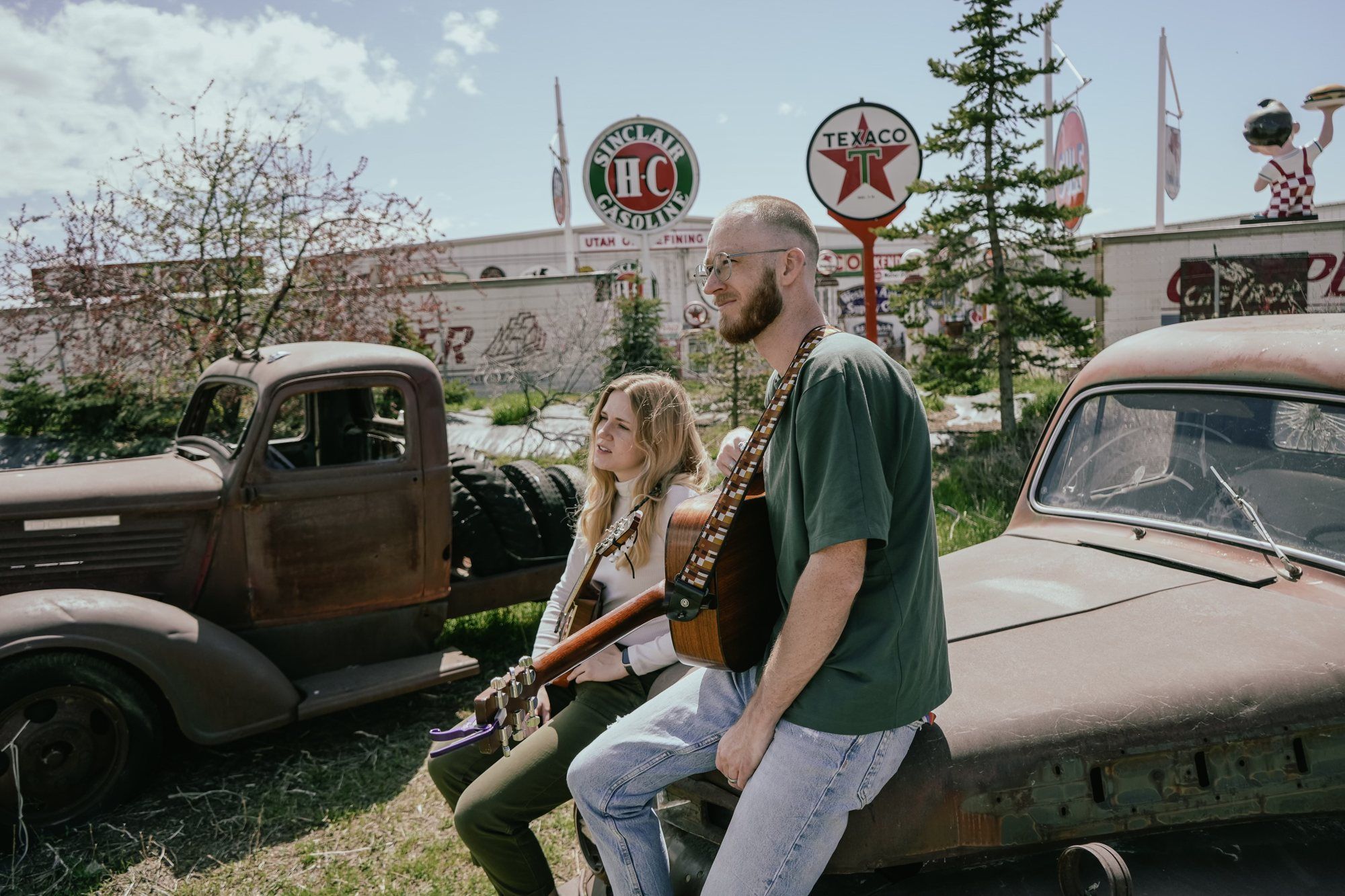 Duo with vintage trucks